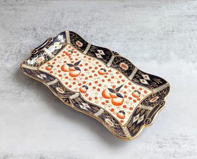 Plato de porcelana de cerámica pintado a mano vintage, 12", detalle dorado, Reino Unido Foto 1 de 4