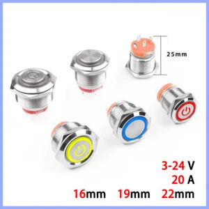 Smart Switch 3-24V 16-22mm Metal LED Illuminated ON/OFF Power Button Switch 20A - Picture 1 of 27