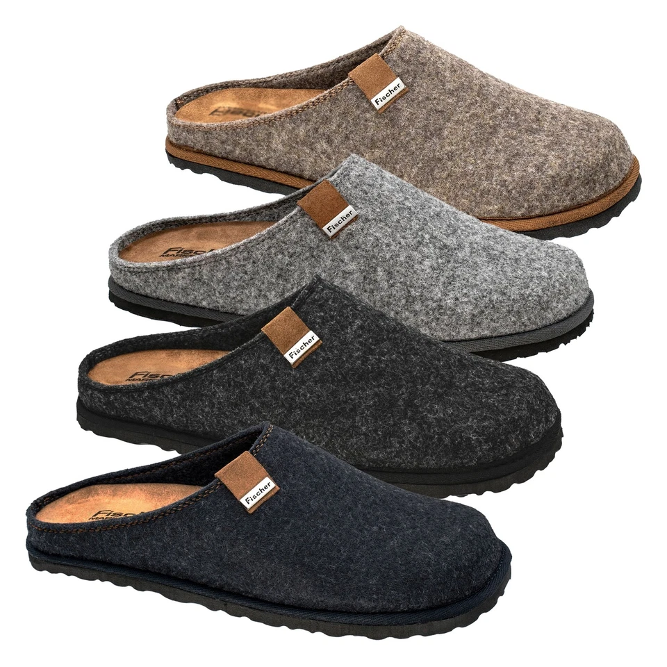 Fischer Markenschuh Herren Hausschuhe Pantoletten Filzslipper Pantoffeln Helge