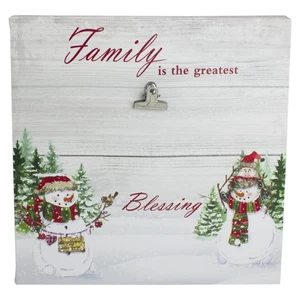 Northlight 10" Snowman Family Blessing Christmas Canvas Wall Art Photo Clip - Picture 1 of 3