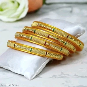 Golden Look Designer Bangles Indian Style For Women Wedding Jewellery (4Pcs) - Picture 1 of 3