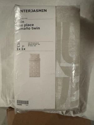 Ikea VINTERJASMIN Duvet cover and pillowcase(s) VINTERJASMIN white, beige - Image 1 of 2