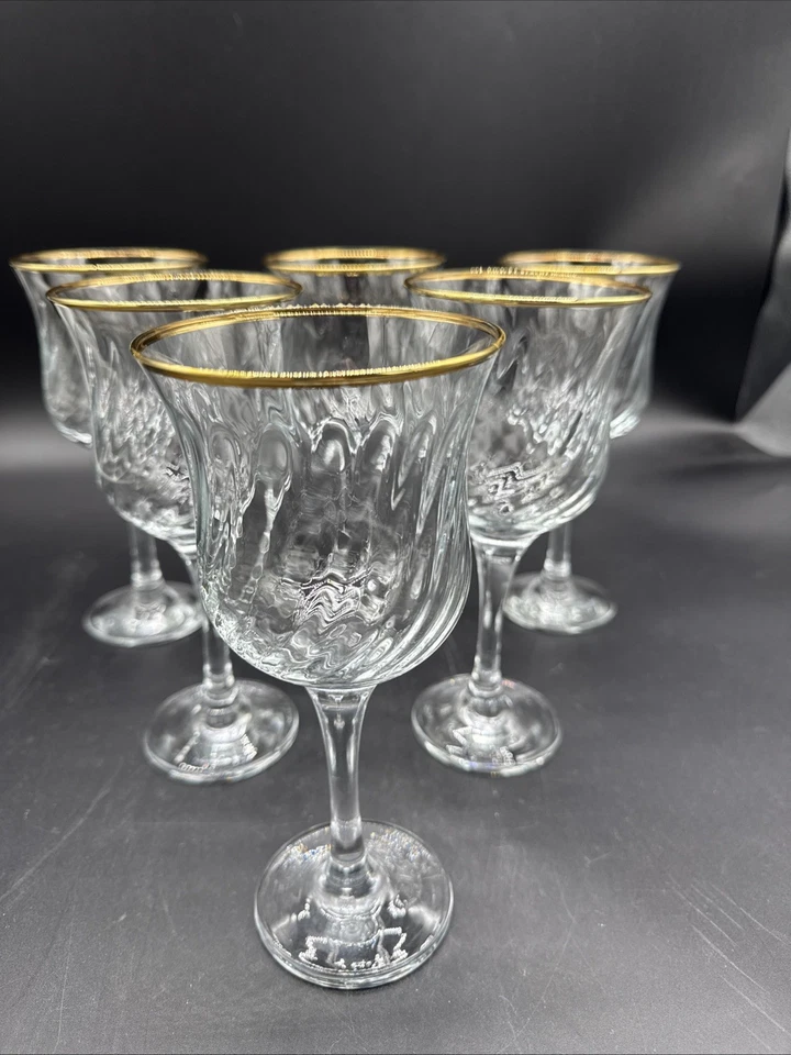 CONJUNTO DE 6 TAÇAS DE VINHO CRISTAL ARO DOURADO MAXIM CIRCLEWARE, Vintage - Imagem 1 de 4