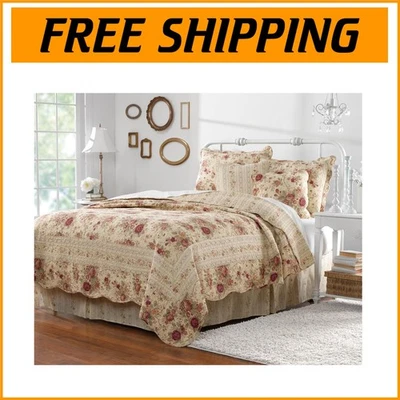 Antiguo Juego de Edredón Rosa 100% Algodón - 5 Piezas Crudo para Dormitorio Clásico Elegancia Foto 1 de 4