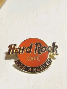 Hard Rock Cafe Los Angeles orangefarbenes Logo brauner Hintergrund Goldrand Anstecknadel - Bild 1 von 4
