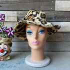 Vintage 1960'S Leopard Print Faux Fur Hat With Wide Brim And Bow By Adolfo