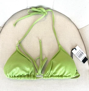 Kendall+Kylie String Bikini Top Sparkle Lime Green Sz Large L Pads NWT New $120 - Picture 1 of 9