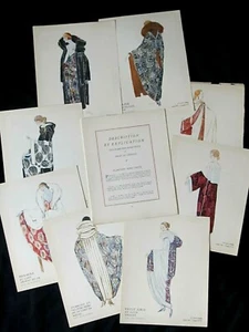 DAVID Manteaux du soir 1922 8 lithos EO Gazette du Bon Bianchini  Lanvin Poiret - Picture 1 of 12