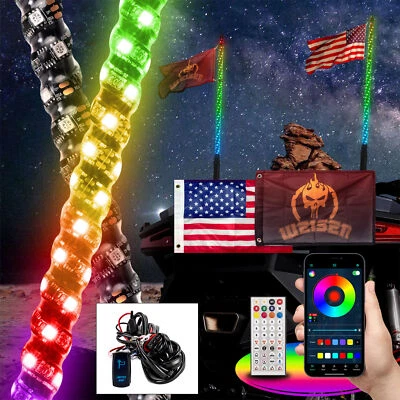 Cable Plug & Play y 2 luces de látigo de persecución RGB de 3 pies para Polaris General/Ranger/RZR Foto 1 de 4