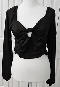 Moa Moa black, soft, v-neck wrap T-Shirt  Size Large long sleeve, NWT - Picture 1 of 6