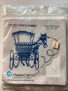 New Vintage Charles Craft All Cotton Cross Stitch Fabric 14 Count 12x18 WHITE - Picture 1 of 2