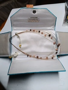 HONORA Freshwater PEARL Floating Station Multi Strand Sunset Bronze Necklace New - Picture 1 of 6