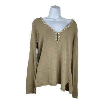 Suéter Casa Blanca Mercado Negro Mujer XL Lino Cuentas Silencioso Lujo Minimalista Foto 1 de 4