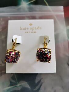 New kate spade York Gold Glitter color hook Earrings