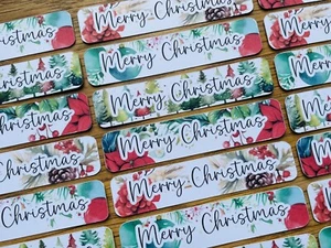 15x Merry Christmas Card Toppers Sentiments Banners Watercolour Card Making - Picture 1 of 2