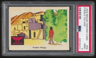1959 Indian Trading Card #56 Pueblo Village PSA 9 Mint 28538202 - Image 1 of 2