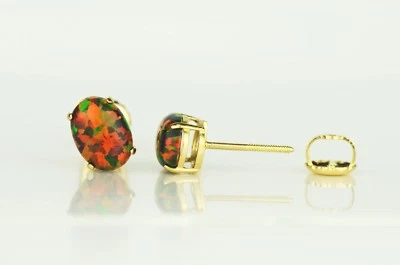 14k Yellow & White Gold Oval Opal Screw Back Stud Earrings for Earrings - Image 1 of 4