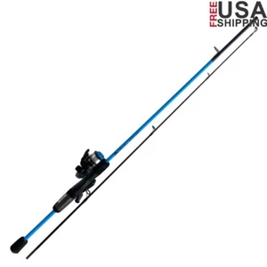 Fishing Rod Reel Changeable Durable Fiberglass Both Hand Retrieve All-Metal Blue - Picture 1 of 6