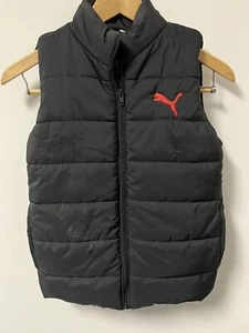 Puma Boys Full Zip Puffer Vest Jacket Size 7-8 Black Winter Outerwear - Picture 1 of 7