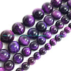 6/8/1012/14mm Natural Purple Tiger's Eye Gemstone Round Loose Beads Strand 15"