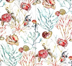 Serviettes en papier faune des mers tortue poissons. Napkins sea fauna turtle - Picture 1 of 1