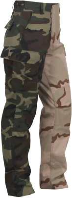 Two Tone Camo Cargo Pants Military Fashion BDU Army Fatigues 6-Pocket Uniform - Image 1 of 2
