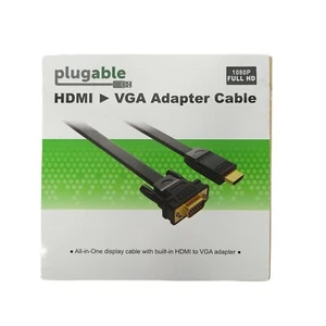 Plugable HDMI - VGA 6 Foot Adapter Cable 1080p Full HD display Model HDMI-VGA - Picture 1 of 10