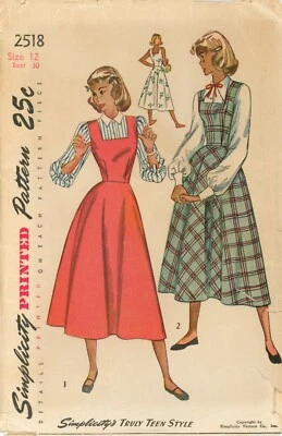 Simplicity 2518 TEEN Bias Cut Jumper or Dress w Square Neck, Blouse Sz 12 CUT - Image 1 of 4