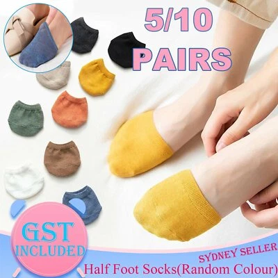 10Pairs Women Half Foot Toe Cover Solid Socks Invisible Summer Breathable Casual - image 1 of 4