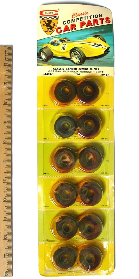 2pc Vintage Classic 1/24 1 24 Slot Car Mirror Plate Front Wheels Japan 3373 MOC