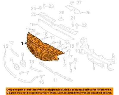 MAZDA OEM 14-17 6 componentes de rejilla de parachoques delantero GHP950712E Foto 1 de 2