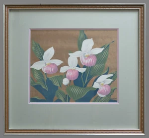 Original A J Casson Silkscreen Lady Slipper on Veneer Canadian School Serigraph - Picture 1 of 3