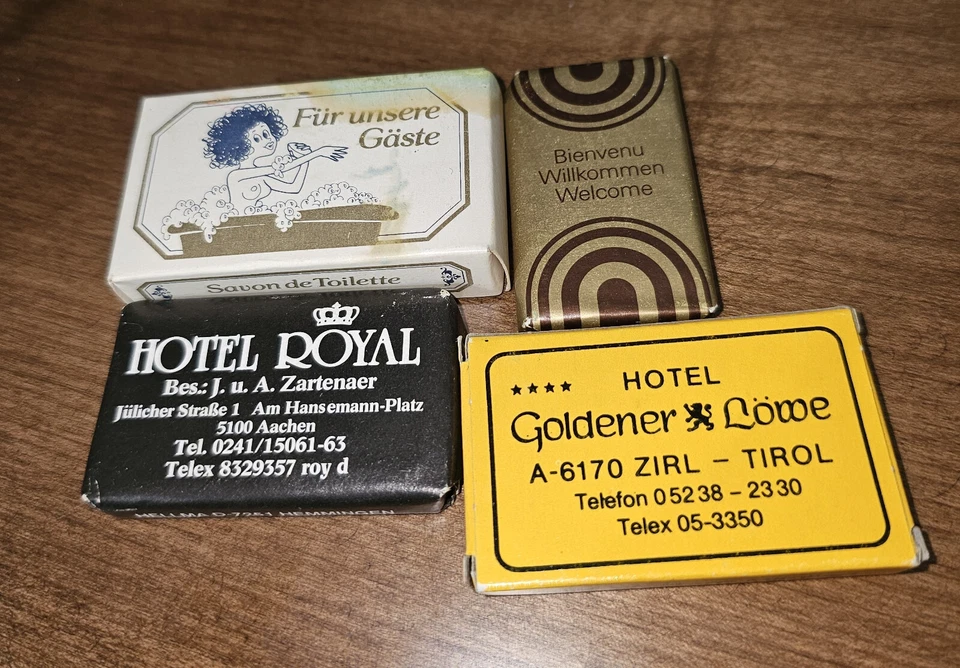 Jabones europeos - 4 diferentes de varios hoteles alrededor de los años 80-90 Foto 1 de 1