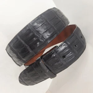 Genuine crocodile belt men's 30 black leather animal matte luxury Made USA new - Picture 1 of 11