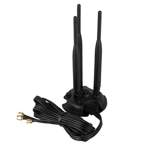 6dBi Antenna 3 RP-SMA Extension Cable Magnetic Stand WiFi BT Wireless Extender - Picture 1 of 8