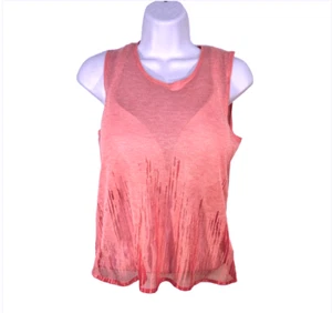 Camiseta sin mangas para mujer Elie Tahari Designer S vanguardista coral rosa y rojo dobladillo texturizado - Imagen 1 de 15