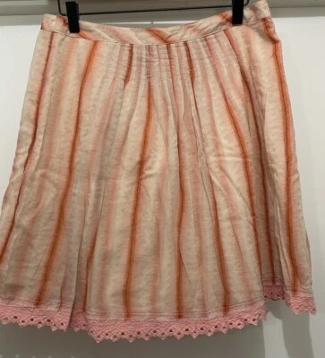 Falda Free People a Rayas Verticales 100% Algodón con Dobladillo de Encaje Talla 8 Foto 1 de 4