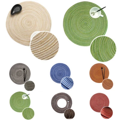 2/4/6 PCS Round Woven Table Mat Heat Insulation Placemat Coaster Non-Slip Mats - Image 1 of 3