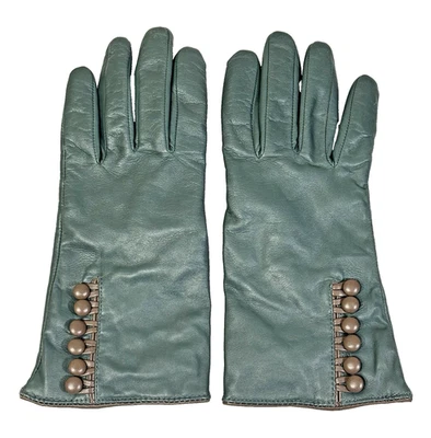 Guantes grandes para mujer Fashion Expressions de cuero genuino verde forrados de cachemir Foto 1 de 4