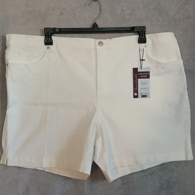 Gloria Vanderbilt Amanda Shorts Women's 22W White Denim Stretch NWT $52 MSRP - Image 1 of 4