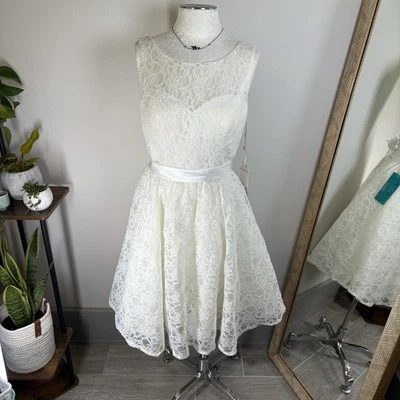 Mori Lee By Madeline Gardner Wedding Dress Short New With Tags Mid Calf Size 12 - Image 1 of 4