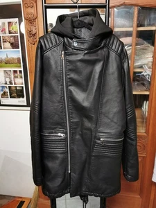 Kunstlederjacke Herren Größe XL Schwarz mit Kapuze Gebraucht Gut Gothic Style - Bild 1 von 7