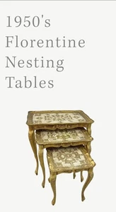 3 Vintage Florentine Italian Gold Gilt Nesting Tables by G. Serraglini Firenze - Picture 1 of 7