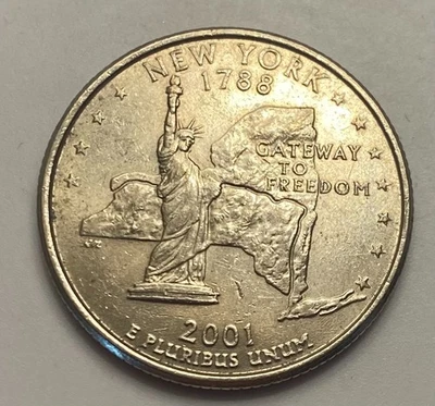2001 New York Quarter**High Grade**Struck Through Error**AU+**(Rare) - Image 1 of 2