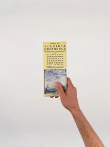 1956 Virginia Peninsula Fold-Out Map Hampton, Newport News, Poquoson, York Coun - Picture 1 of 3