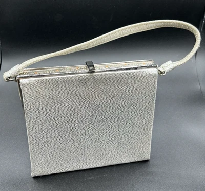 Vintage ''After Five'' Silver METALLIC Evening Purse Bag w/ attached coin purse - Image 1 of 4