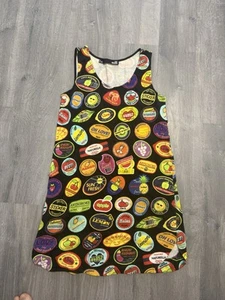 Love Moschino Women's Printed Woven Sticker Label Black Multicolour Dress Size 8 - Picture 1 of 5