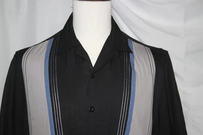 NAT NAST Men’s M Black Carbon Infinity Blue Silk Shirt American Fit - Image 1 of 4