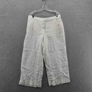 J Jill Love Linen Pants Wide Leg Size Large White Women Summer Casual Cropped - Picture 1 of 18