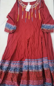 Yash Gallery Women's Dress Moo House Gown Maroon Embroidered Size 5X 5XL - Picture 1 of 8